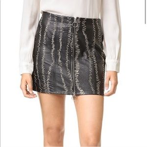 Free people genuine lamb leather front zip skirt